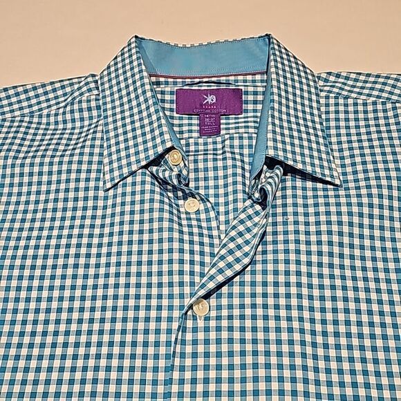 Mens gingham long sleeve button front shirt size 16-1/2. 36-37 tall - Picture 2 of 7
